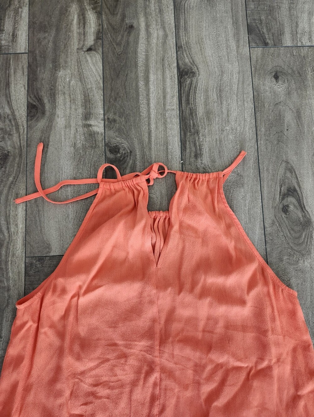 Esprit Tank Camisole Coral New Key hole Back Faux Silk sz6
